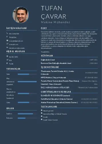 Makine Mühendisi Cv Örnekleri cv indir